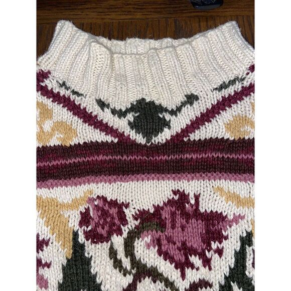 Vintage 80s‎ Express Tricot Sweater Medium Cottagecore Floral Chunky Handknitted - Picture 4 of 4